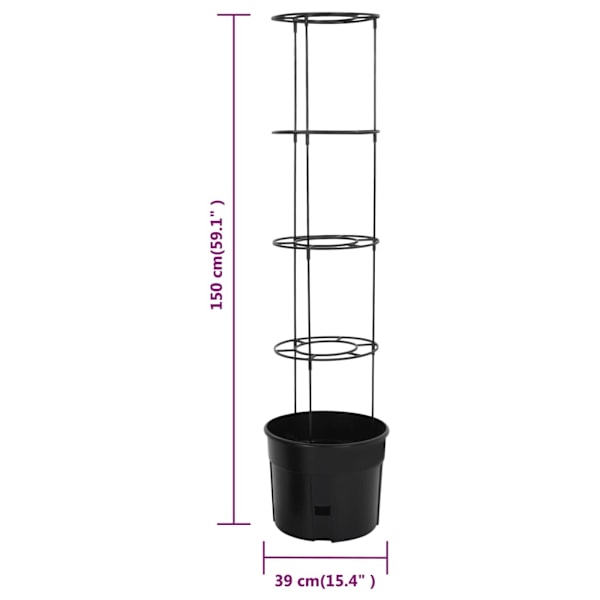 vidaXL Kruka för tomatplanta Ø39x150 cm polypropylen Antracit