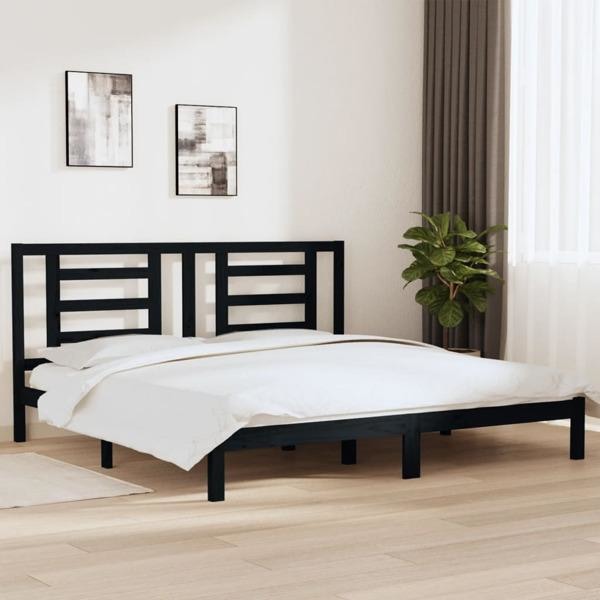 vidaXL Sängram svart massiv furu 200x200 cm Svart