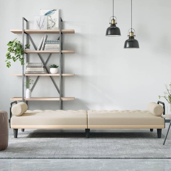 vidaXL Bäddsoffa med armstöd gräddvit tyg Kräm
