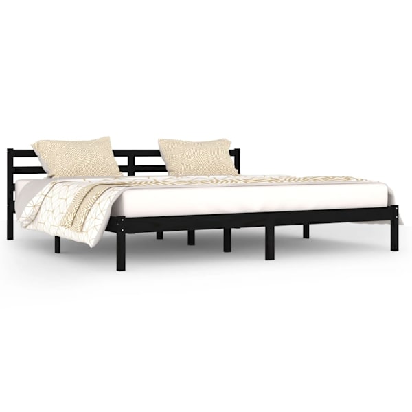 vidaXL Sängram massiv furu 200x200 cm svart Svart