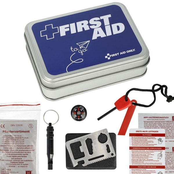 FIRST AID ONLY Nödpaket 22 delar To Go metalllåda Silver