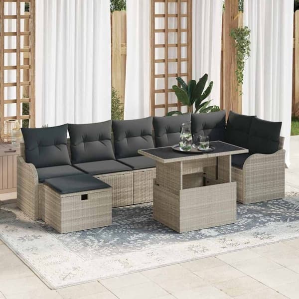 vidaXL Trädgårdsoffset 8 st Ljusgrå Poly rattan Ljusgrå