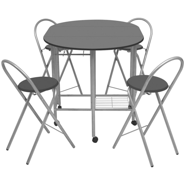 vidaXL Vikbar matgrupp 5 delar MDF svart Svart