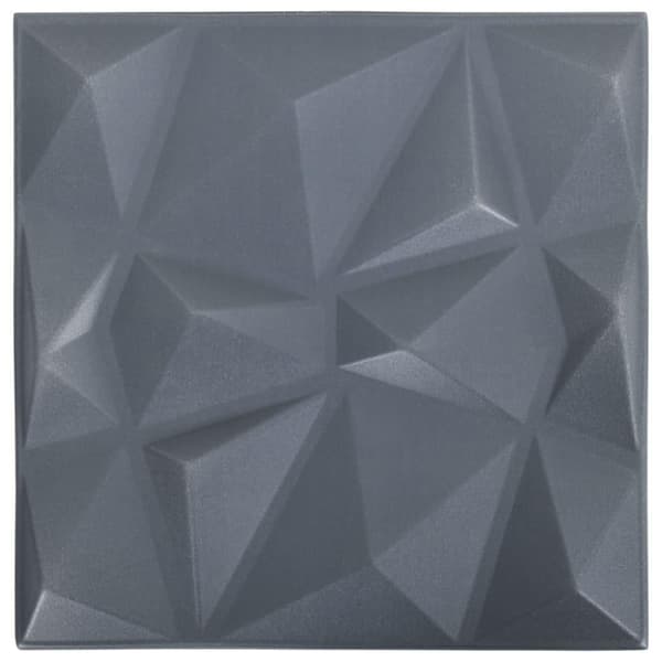 vidaXL 3D-väggpaneler 12 st 50x50 cm diamant grå 3 m² grå