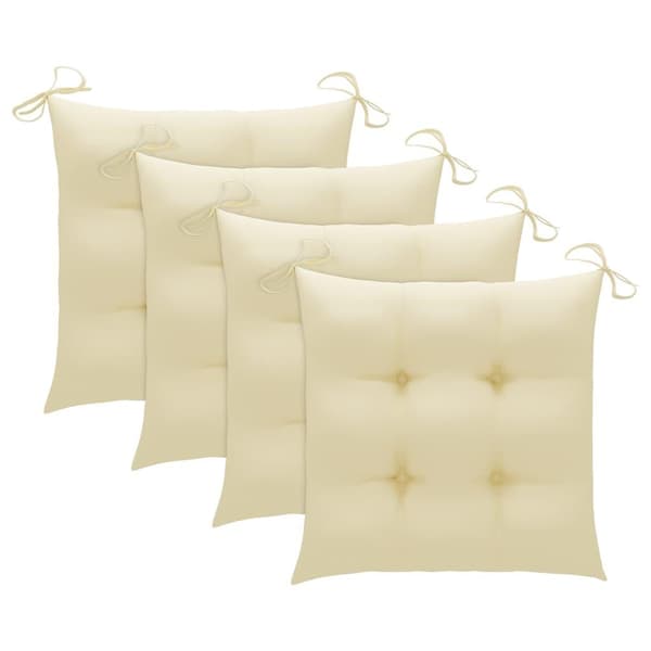 vidaXL Bataviastolar med dynor 4 st massiv teak Vit