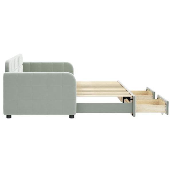 vidaXL Dagbädd utdragbar med lådor ljusgrå 80x200 cm sammet Grå