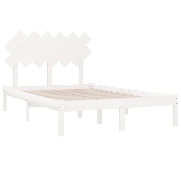 vidaXL Sängram massiv furu 120x190 cm vit Vit