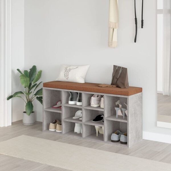 vidaXL Skobänk betonggrå 103x30x48 cm konstruerat trä Grå