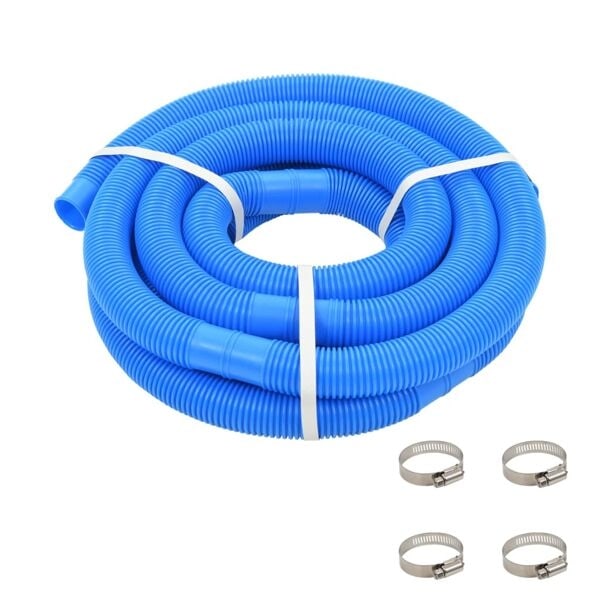vidaXL Poolslang med klämmor 38 mm 6 m blå Blå