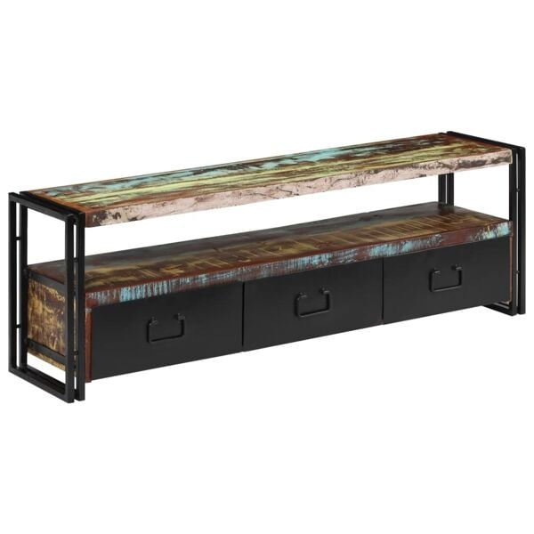 vidaXL TV-bänk massivt återvunnet trä 120x30x40 cm multifärg