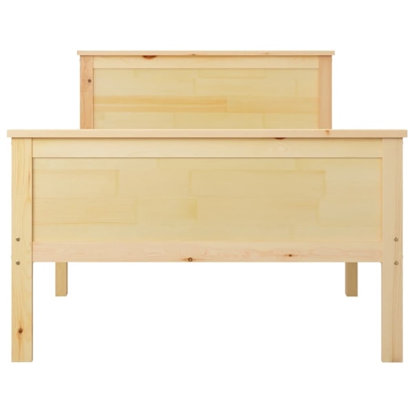 vidaXL Sängram massiv furu 90x200 cm Brun