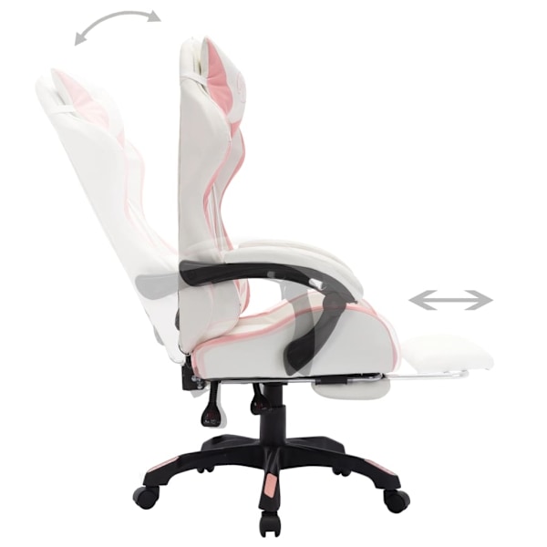 vidaXL Gamingstol med RGB LED-lampor rosa och vit konstläder multifärg