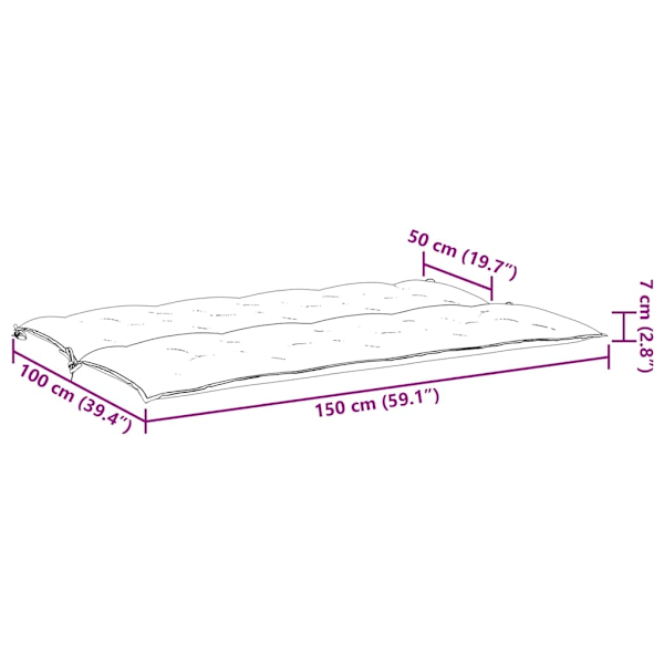 vidaXL Bänkdyna för trädgården grå 150x(50+50)x7 cm oxfordtyg grå
