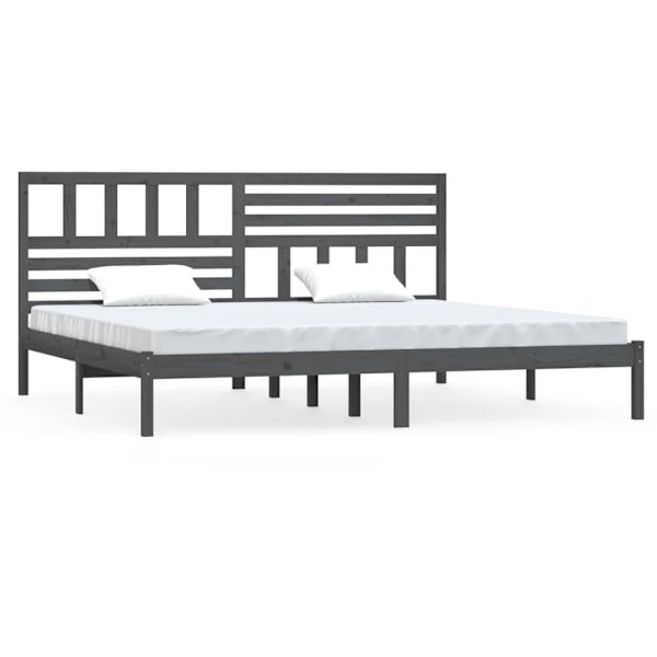 vidaXL Sängram grå massiv furu 200x200 cm grå