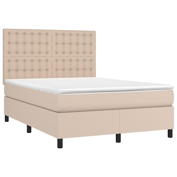 vidaXL Ramsäng med bäddmadrass cappuccino 140x190 cm konstläder Brun