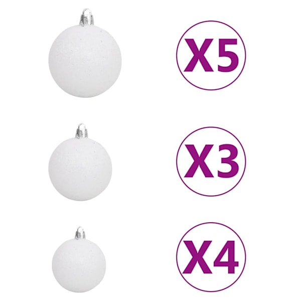 vidaXL Belyst halv plastgran med kulor grön 120 cm Grön