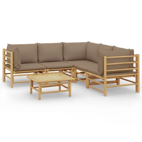 vidaXL Loungegrupp 6 delar taupe dynor bambu Brun