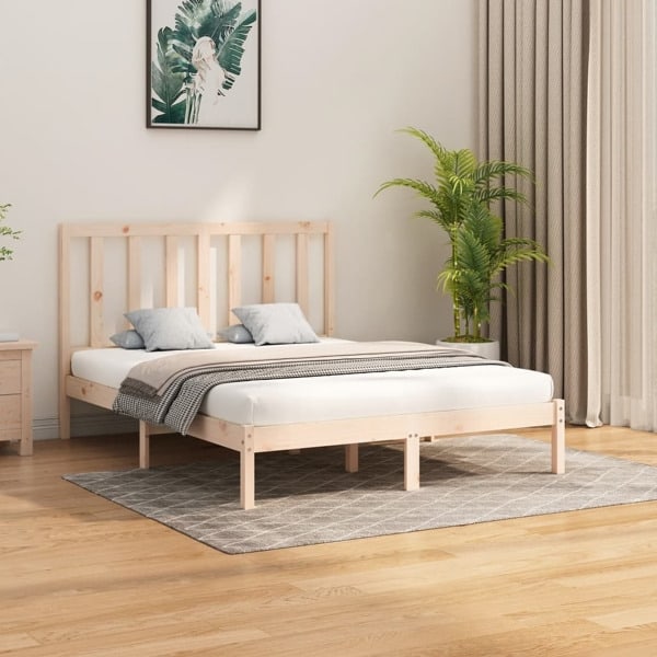 vidaXL Sängram massivt trä 150x200 cm Brun