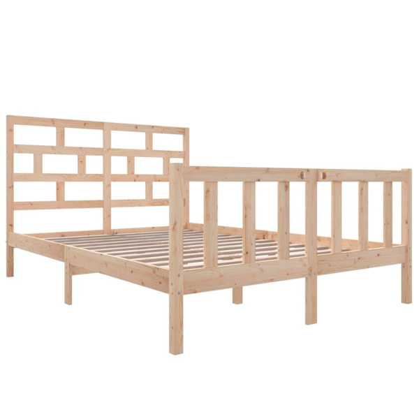 vidaXL Sängram massiv furu 160x200 cm Brun
