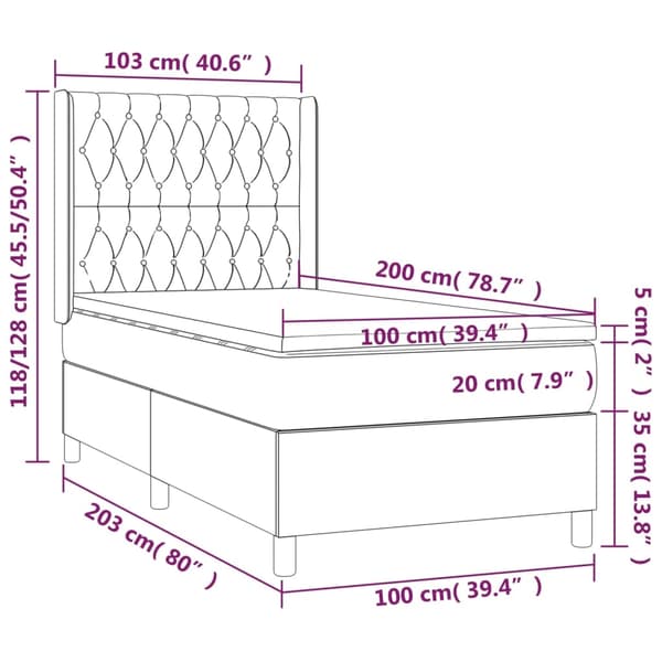 vidaXL Ramsäng med madrass & LED blå 100x200 cm tyg Blå