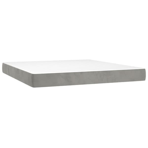 vidaXL Ramsäng med madrass & LED ljusgrå 160x200 cm sammet Grå
