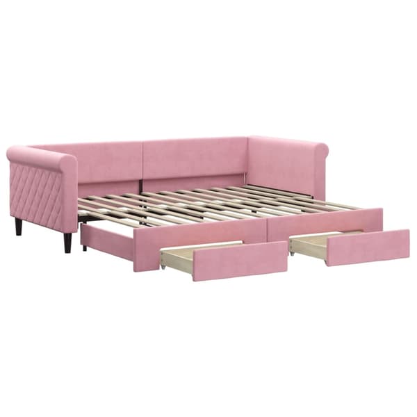 vidaXL Dagbädd utdragbar med lådor rosa 90x200 cm sammet Rosa
