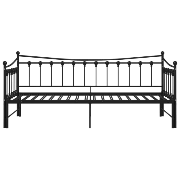 vidaXL Utdragbar sängram bäddsoffa svart metall 90x200 cm Svart