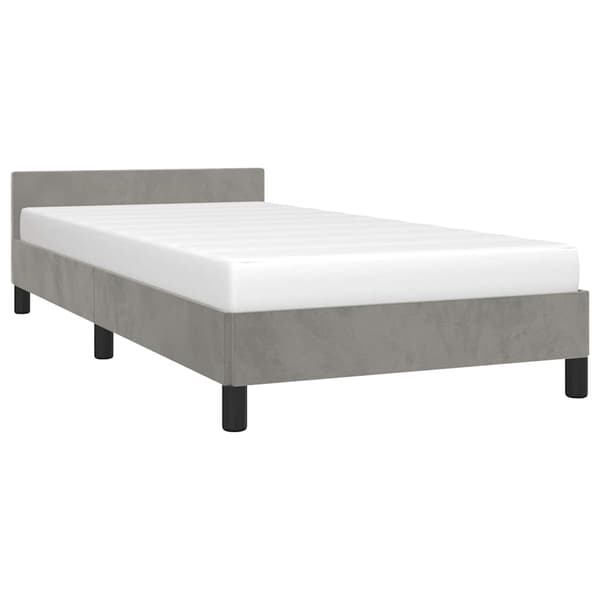 vidaXL Sängram utan madrass ljusgrå 100x200 cm sammet Grå