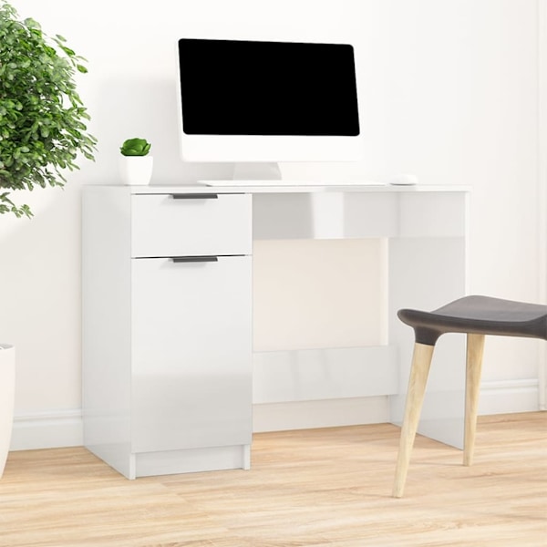 vidaXL Skrivbord vit högglans 100x50x75 cm konstruerat trä Vit