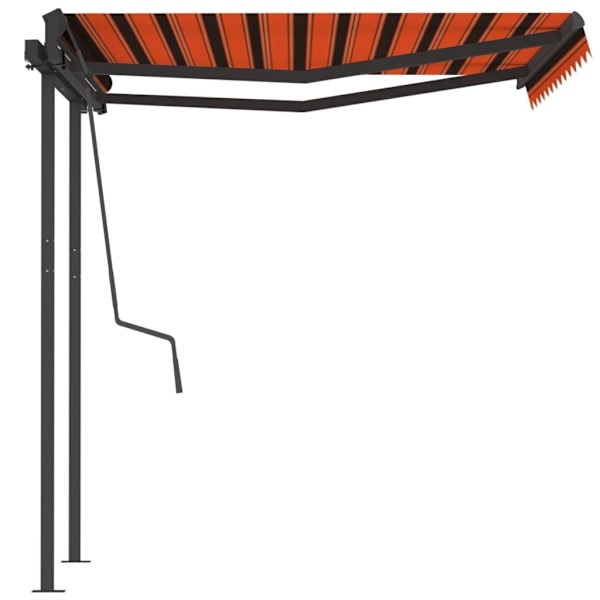 vidaXL Markis med stolpar automatisk infällbar 3,5x2,5 m orange/brun Orange