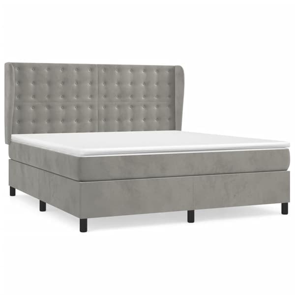 vidaXL Ramsäng med madrass ljusgrå 160x200 cm sammet Grå