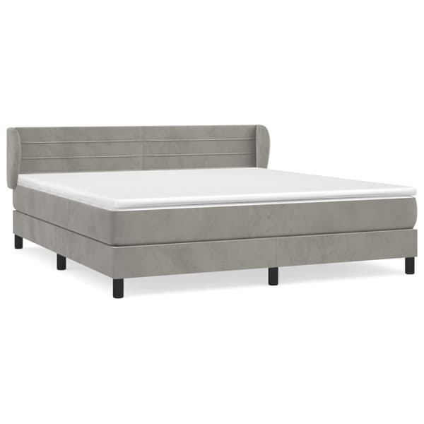 vidaXL Ramsäng med madrass ljusgrå 180x200 cm sammet Grå