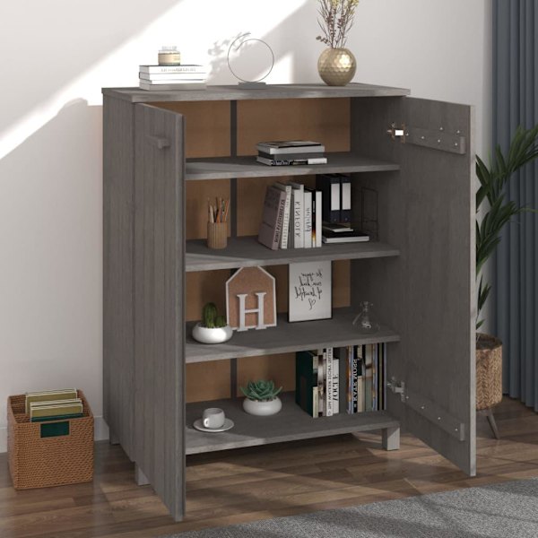 vidaXL Skoskåp ljusgrå 85x40x108 cm massiv furu grå