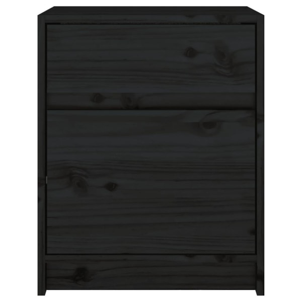 vidaXL Sängbord svart 40x31x50 cm massiv furu Svart