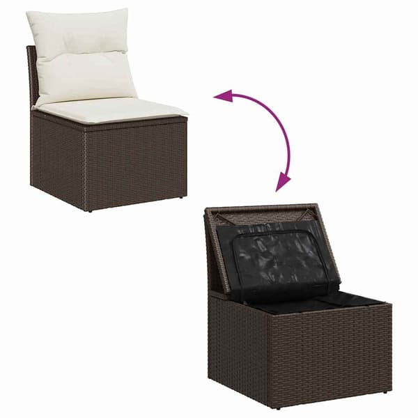 vidaXL Trädgårdsoffset 7 st Brun Poly rattan Brun