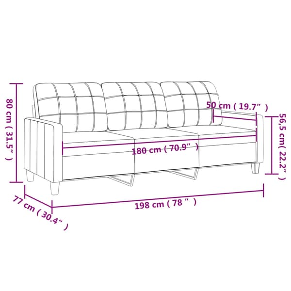 vidaXL 3-sitssoffa svart 180 cm konstläder art