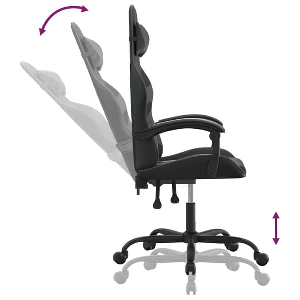 vidaXL Snurrbar gamingstol svart och grå konstläder Grå