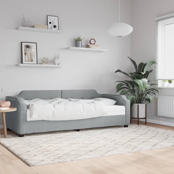 vidaXL Dagbädd med madrass ljusgrå 100x200 cm tyg Grå