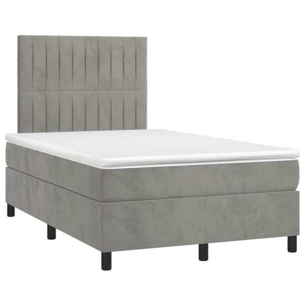 vidaXL Ramsäng med madrass ljusgrå 120x190 cm sammet Grå