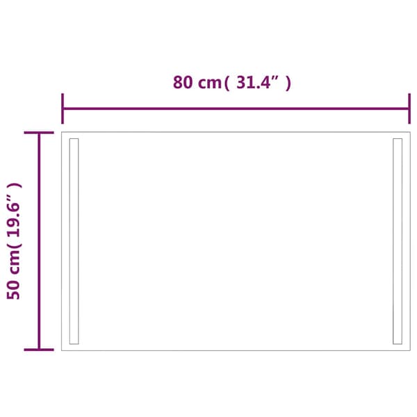 vidaXL Badrumsspegel LED 80x50 cm Transparent