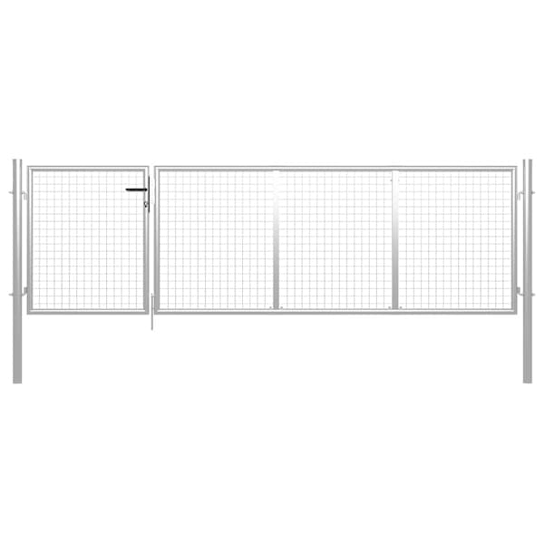 vidaXL Trädgårdsgrind stål 350x100 cm silver Silver
