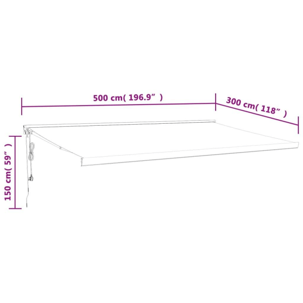 vidaXL Markis infällbar blå och vit 5x3 m tyg&aluminium Flerfärgsdesign