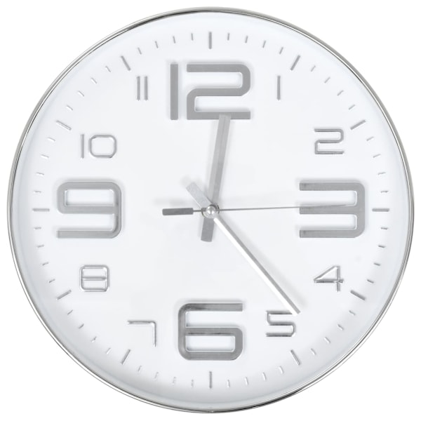 vidaXL Väggklocka 30 cm silver Vit