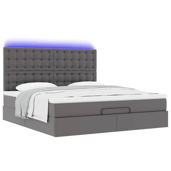 vidaXL Ottoman sängram med madrass grå 160x200 cm konstläder Grå