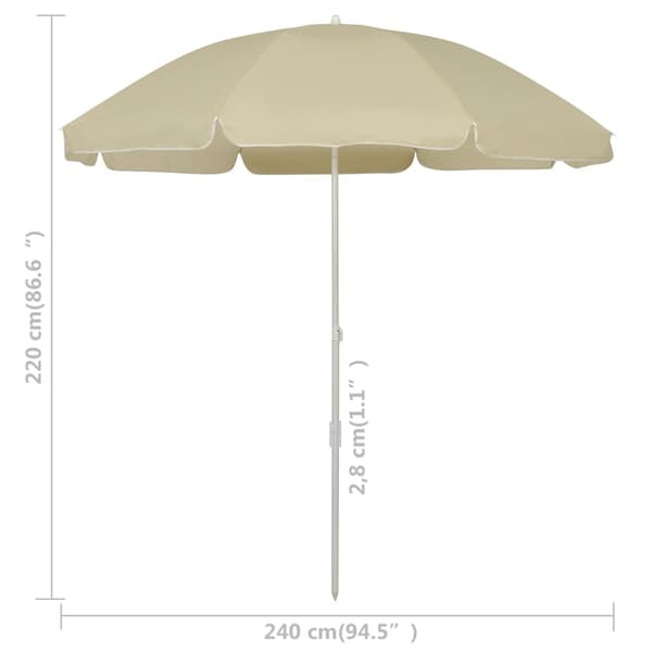 vidaXL Strandparasoll gul 240 cm Vit