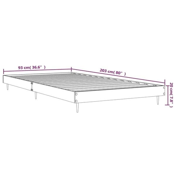 vidaXL Sängram betonggrå 90x200 cm konstruerad trä Grå