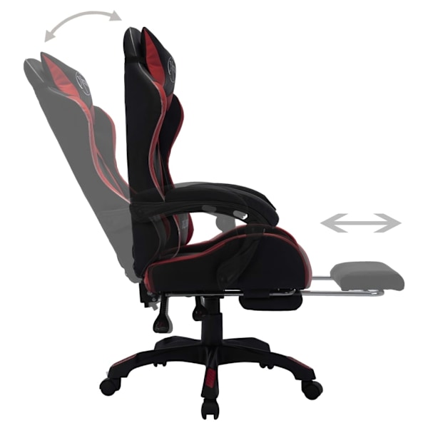 vidaXL Gamingstol med RGB LED-lampor vinröd och svart konstläder multifärg