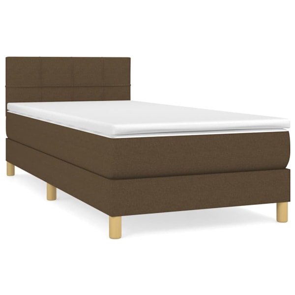 vidaXL Ramsäng med madrass mörkbrun 90x190 cm tyg Brun