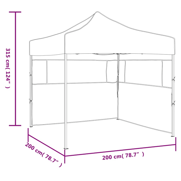 vidaXL Hopfällbart partytält med 2 sidoväggar 2x2 m stål gräddvit Creme