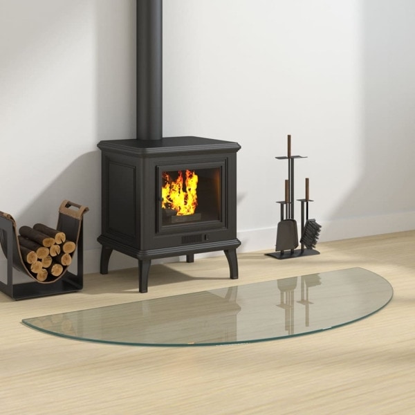 vidaXL Glasskiva för öppen spis halvrund 1200x500 mm
